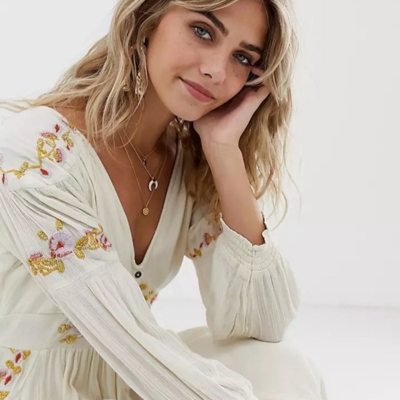 Free People Floral Embroidered Midi Dress - Picture 8 of 16